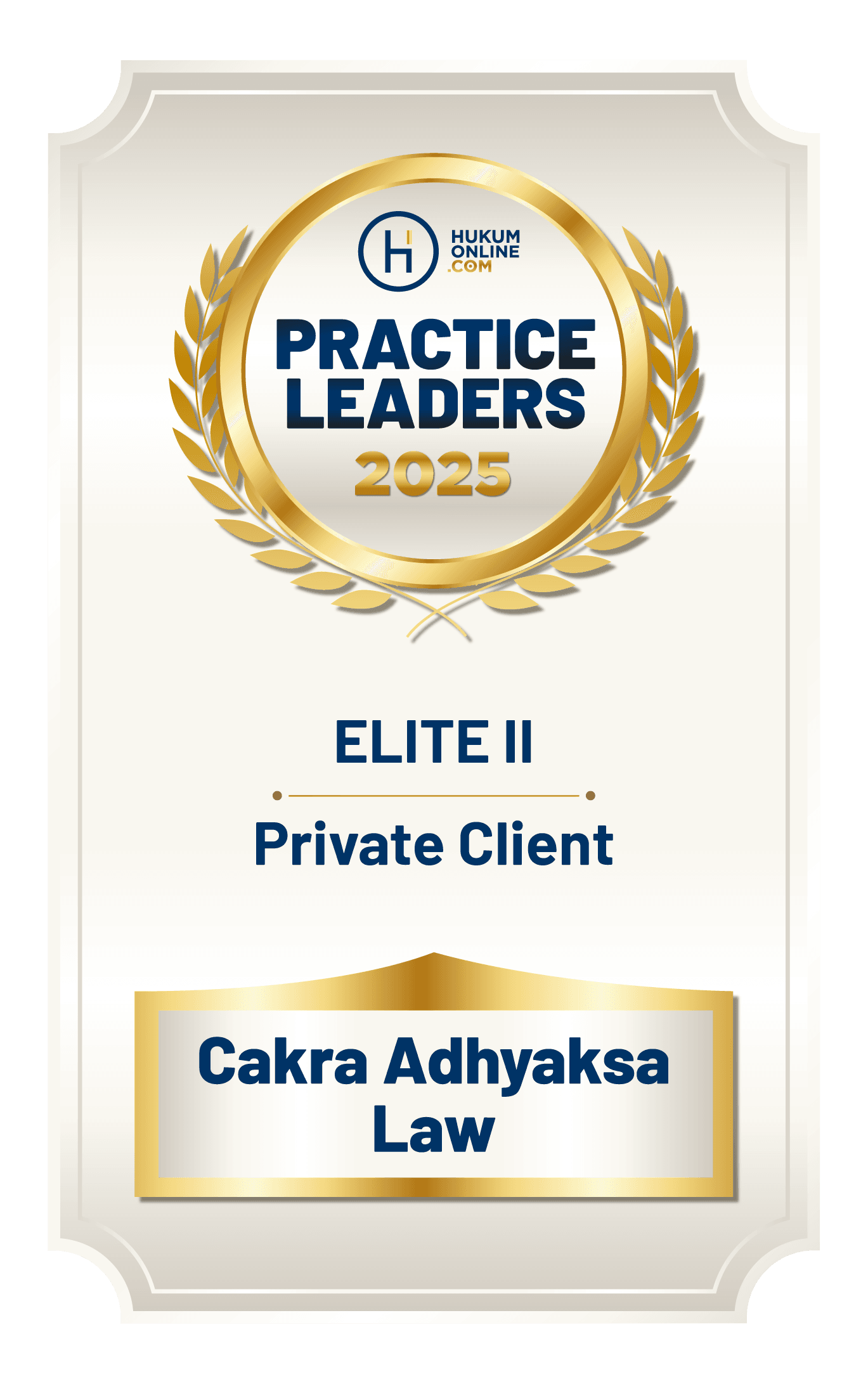 Hukumonline Practice Leaders 2025 - Elite Two, Private Client