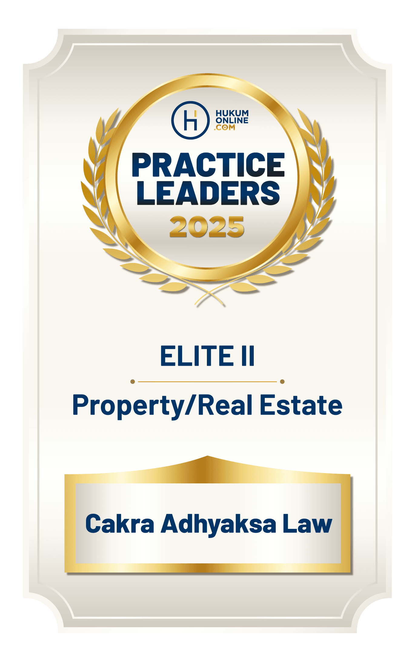 Hukumonline Practice Leaders 2025 - Elite Two, Property and Real Estate